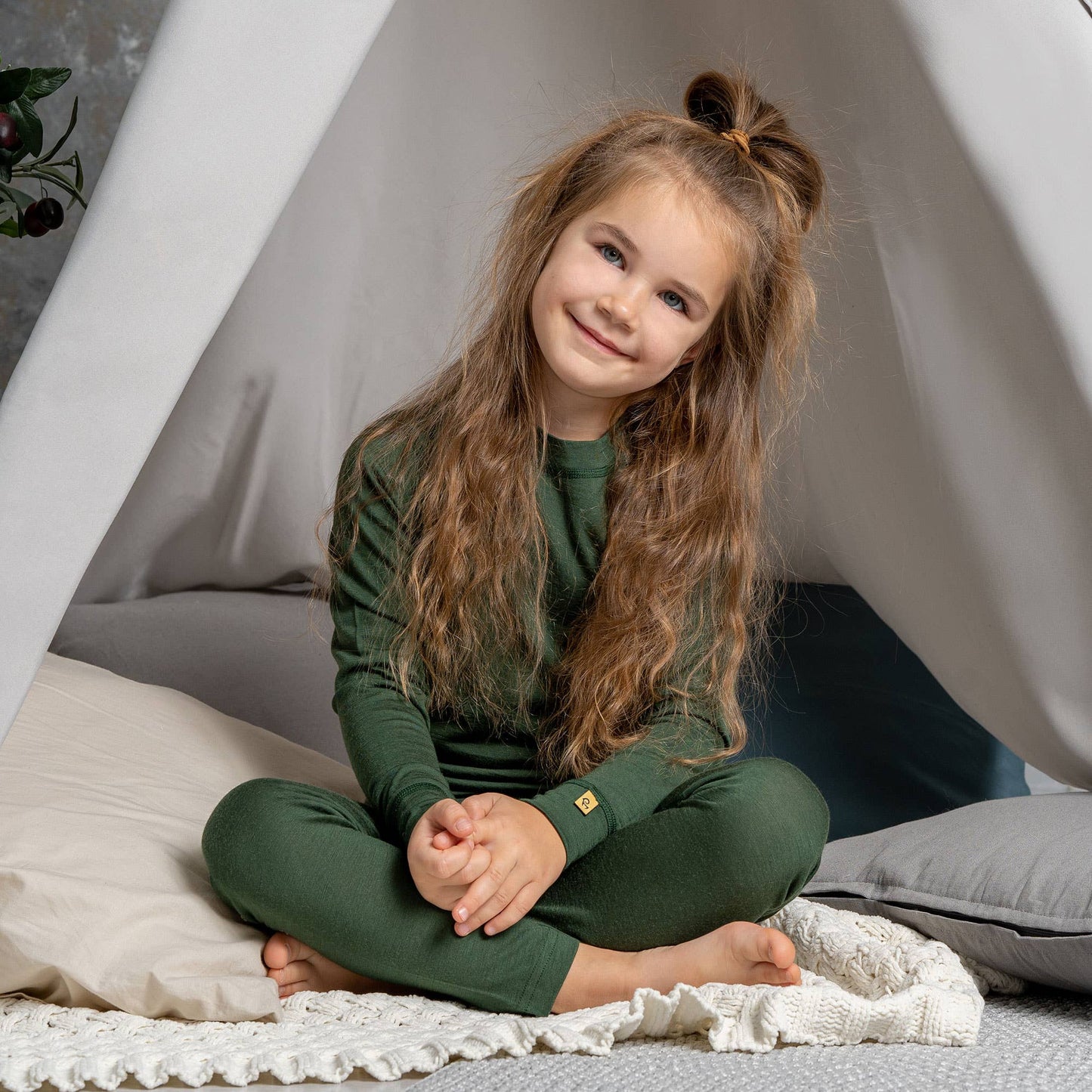 Kids' Long Sleeve Set 160 Merino Dark Green