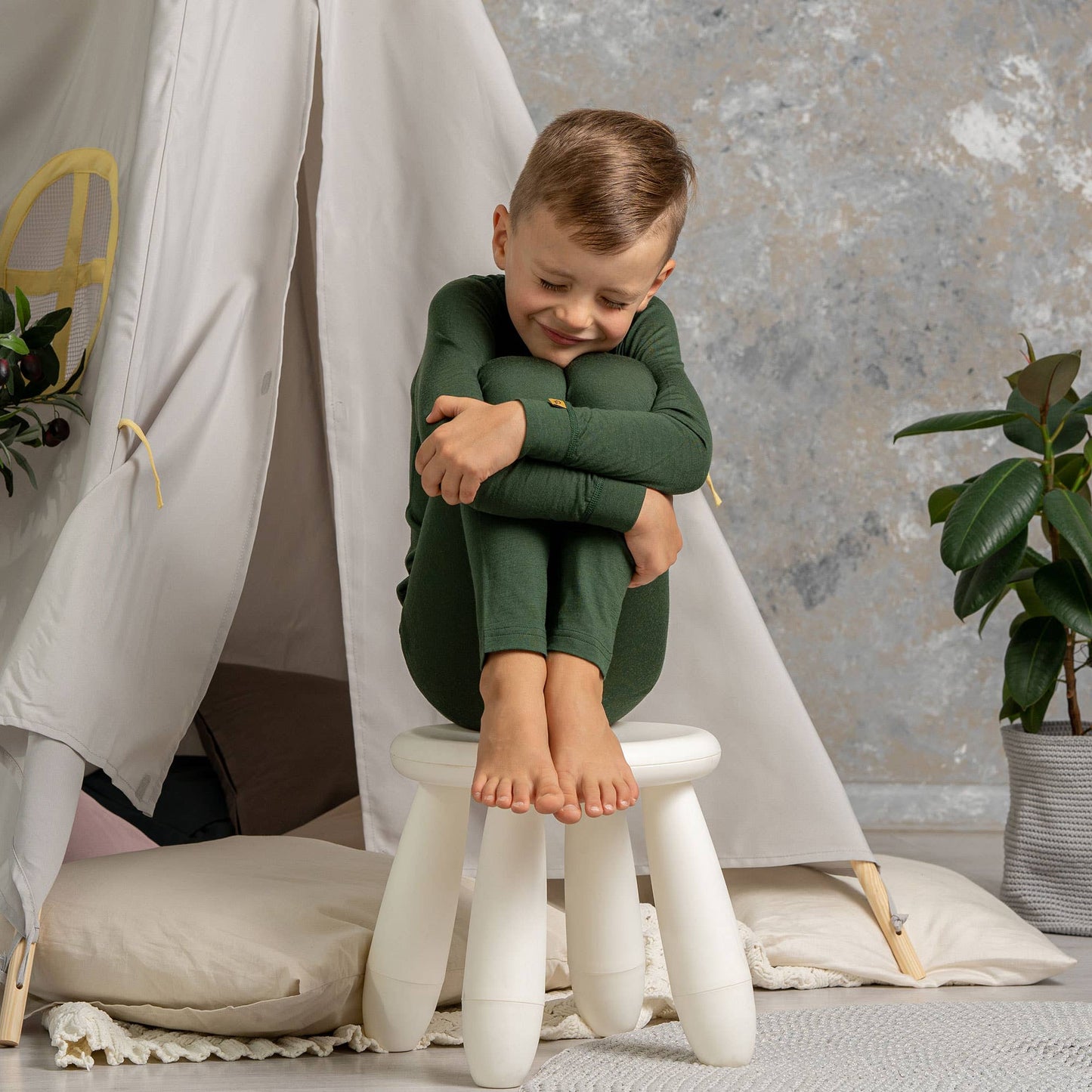 Kids' Long Sleeve Set 160 Merino Dark Green