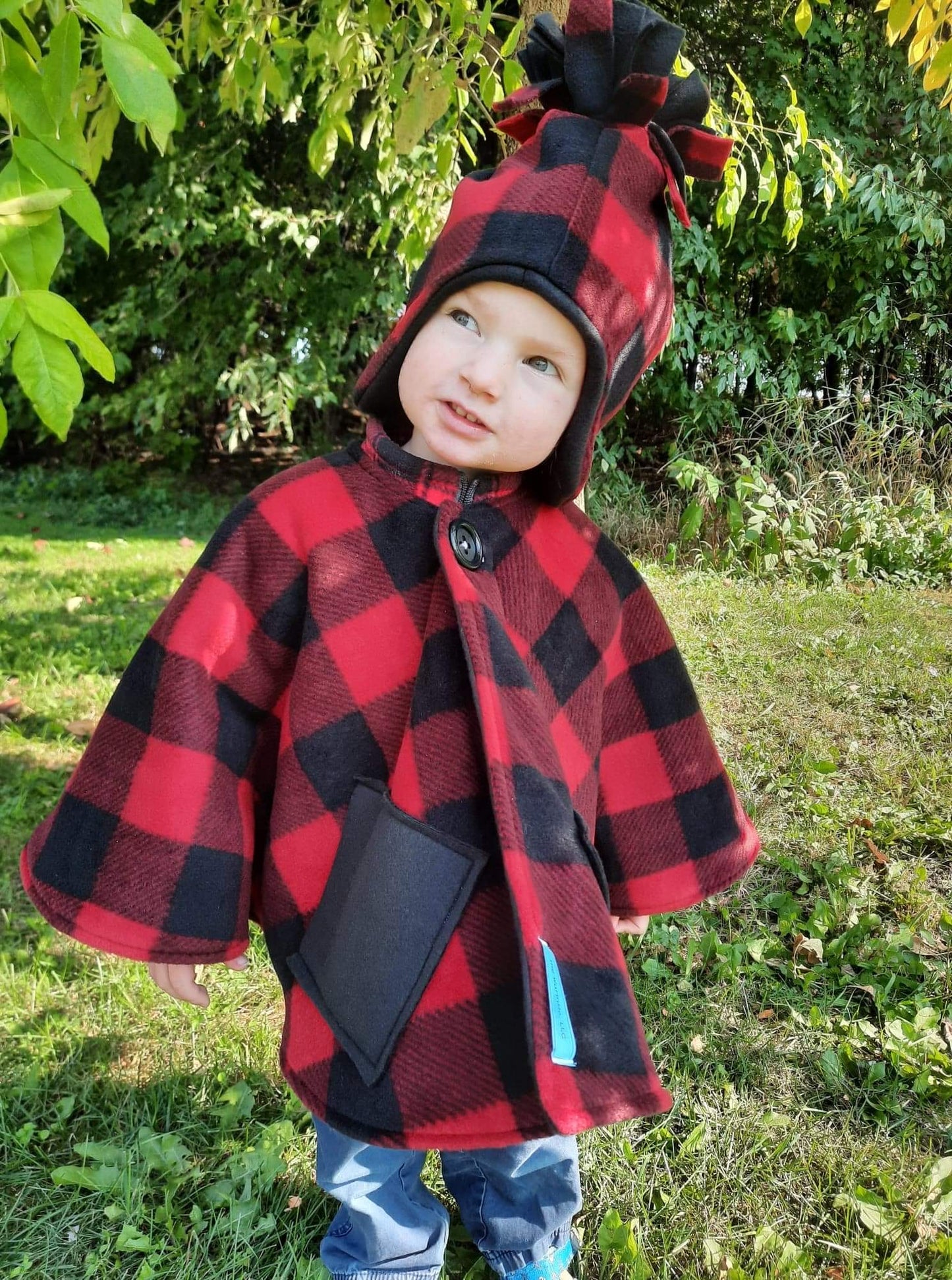 The WarmMe Car seat poncho-buffalo check