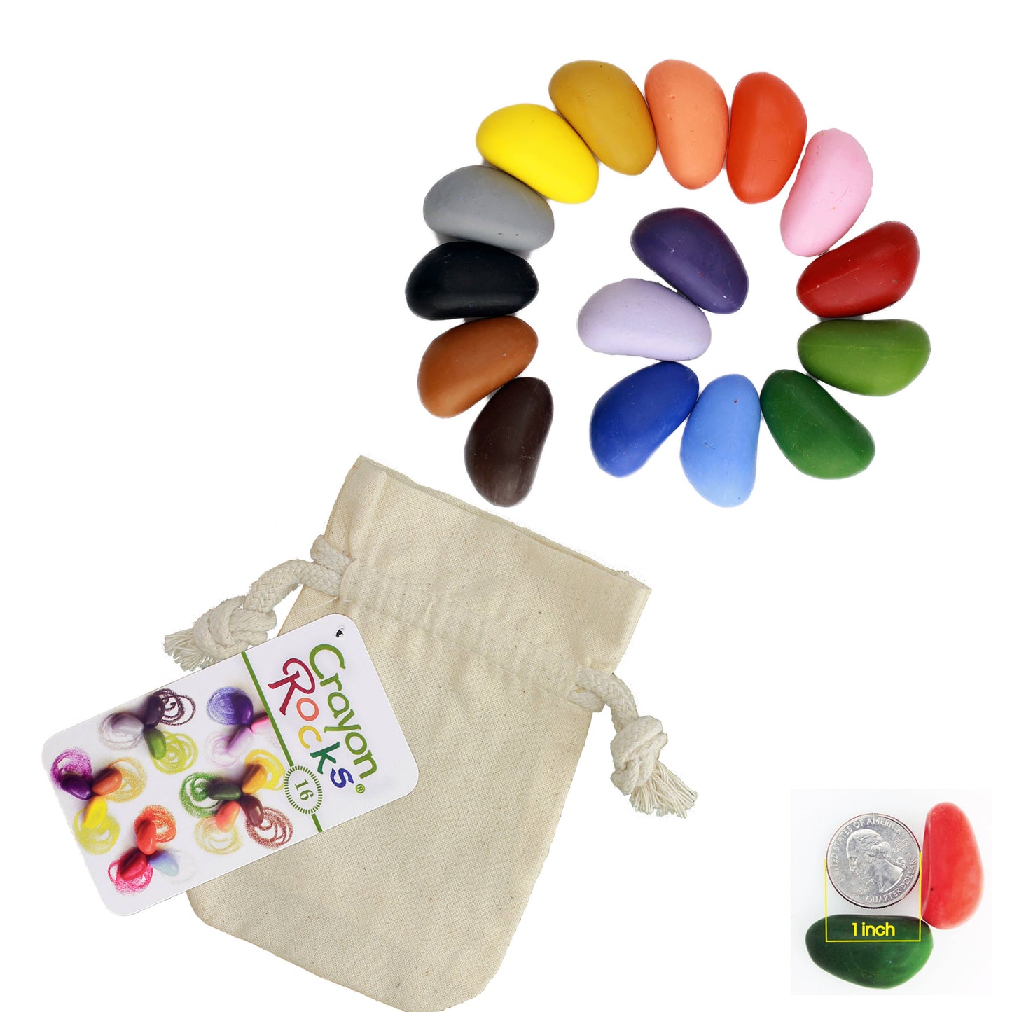 Crayon Rocks 16 Colors in a Muslin Bag