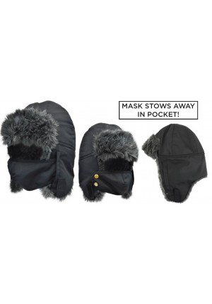 Youth detachable warmth face mask trapper hat