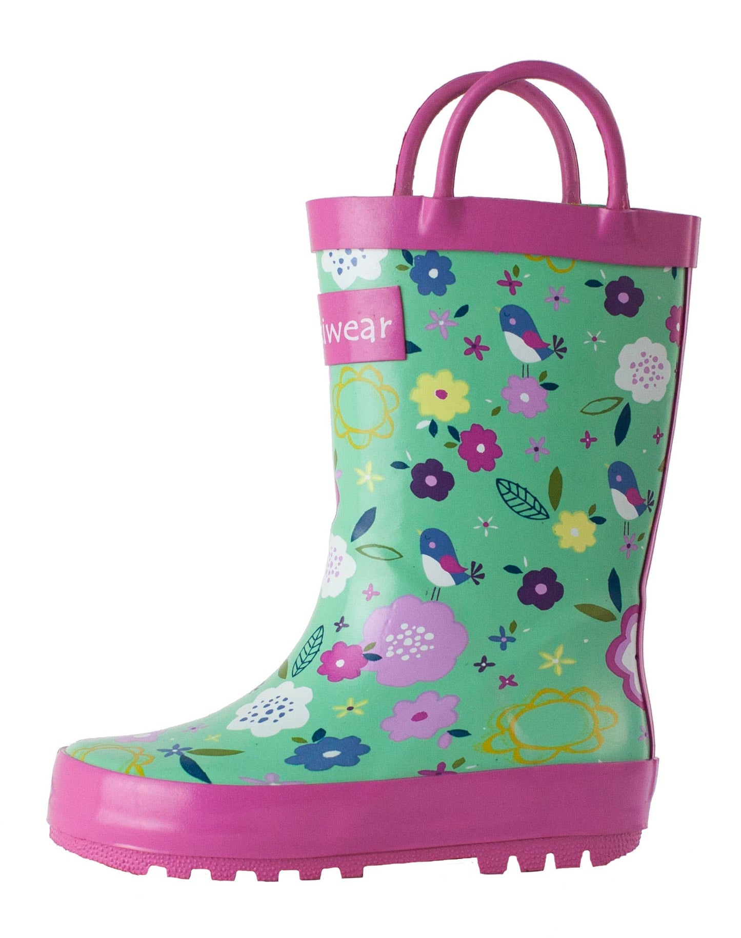 Loop Handle Boots, Green Floral