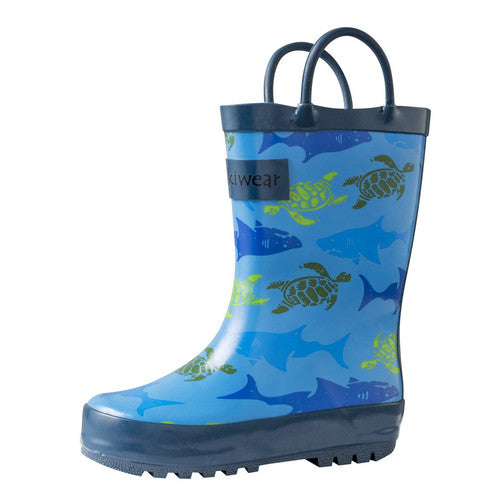 Sharks and turtles loop handle rubber boots